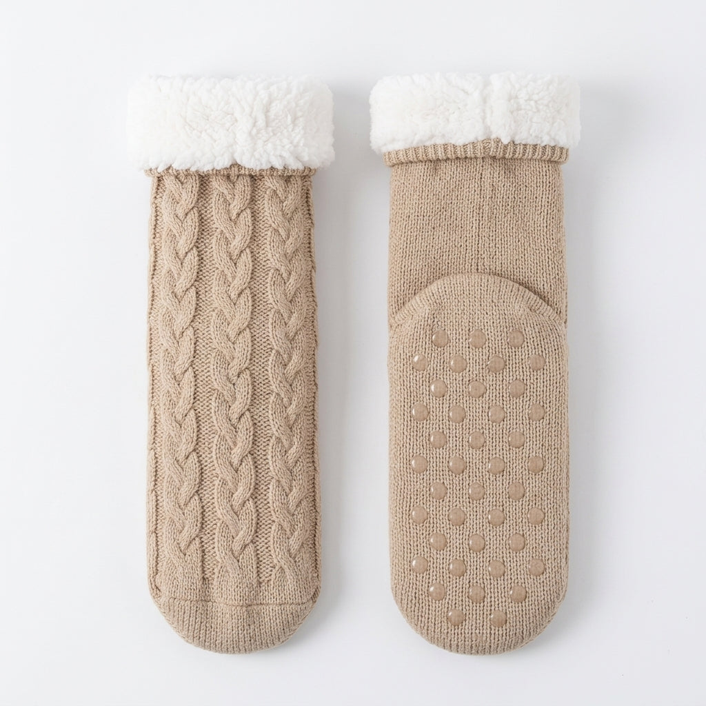 Heated Slippers Socks USB Cable Knit
