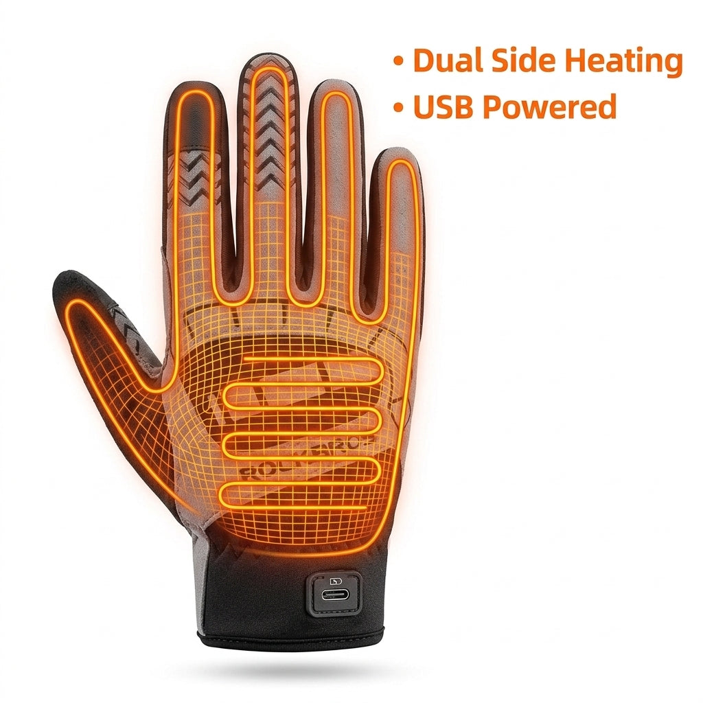 Electric Heated Cycling Gloves | Windproof Winter Bicycle Riding Gloves with Full-Digit Warmth & Anti-Slip Bar Grip