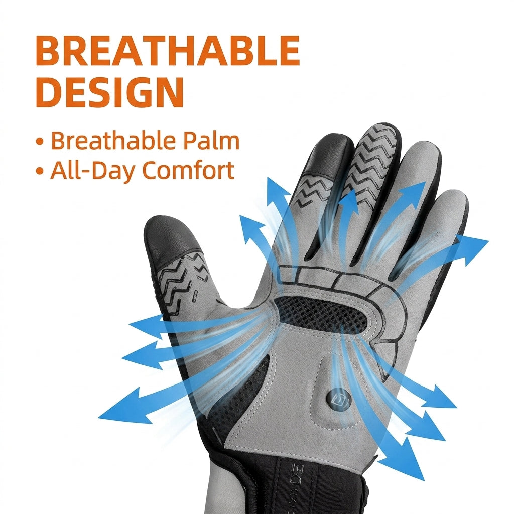 Electric Heated Cycling Gloves | Windproof Winter Bicycle Riding Gloves with Full-Digit Warmth & Anti-Slip Bar Grip