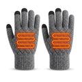 Women's Grey USB Heated Knit Gloves with Touchscreen Fingertips