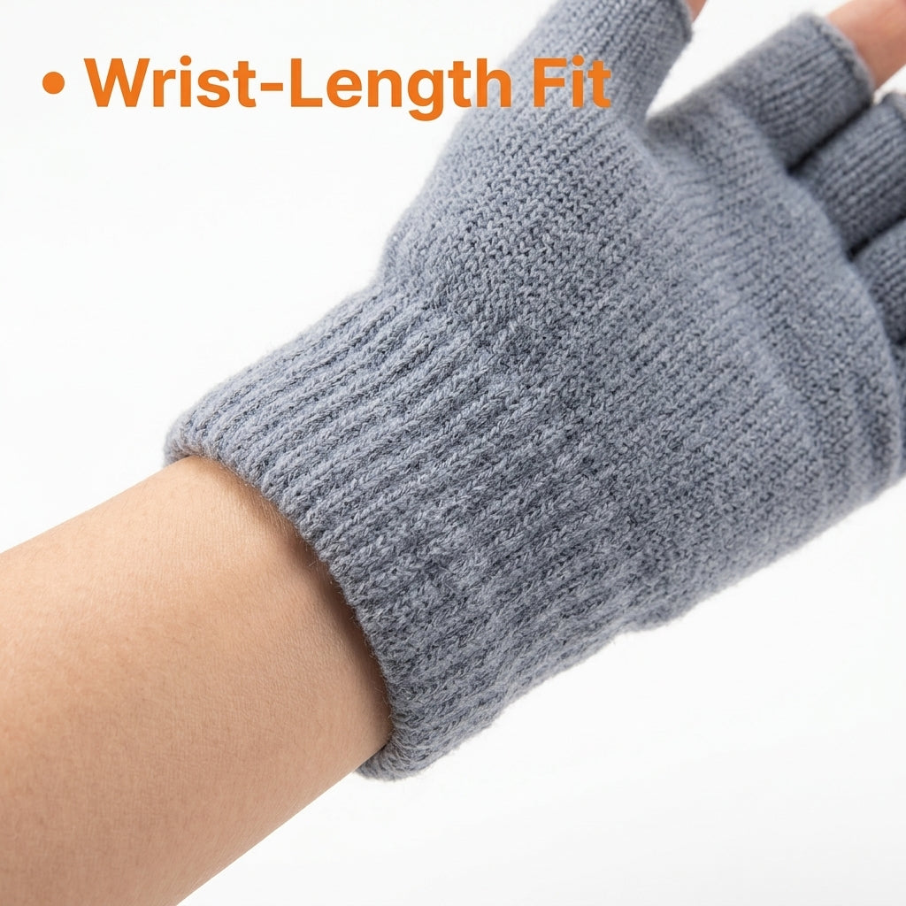 USB Heated Convertible Fingerless Gloves | 2-in-1 Knitted Thermal Hand Warmers for Typing & Outdoor Use