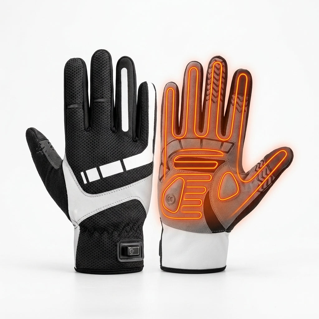 Electric Heated Cycling Gloves | Windproof Winter Bicycle Riding Gloves with Full-Digit Warmth & Anti-Slip Bar Grip