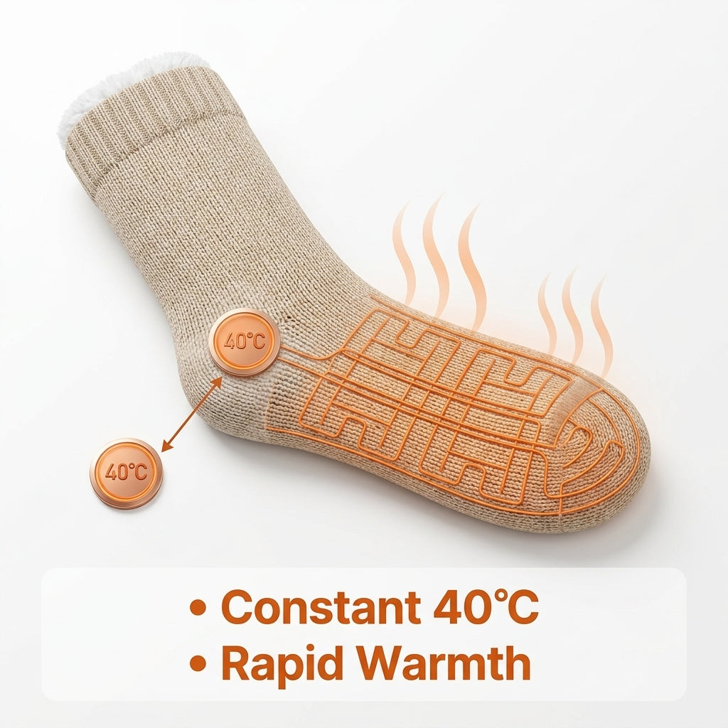 Heated Slippers Socks USB Cable Knit