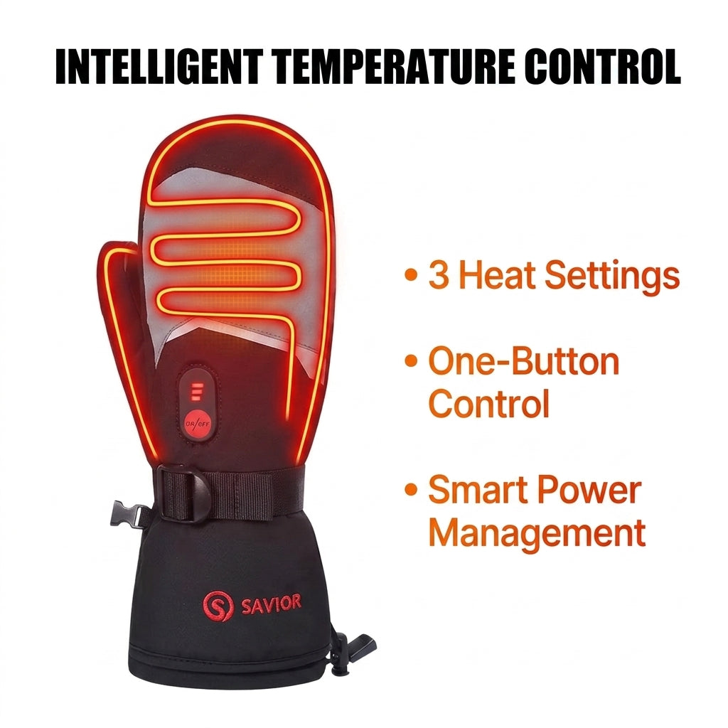 Men's Heavy-Duty Electric Heated Gloves | 3-Level Rechargeable Waterproof Winter & Ski Gloves