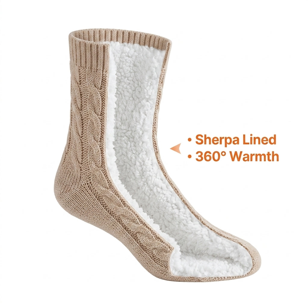 Heated Slippers Socks USB Cable Knit