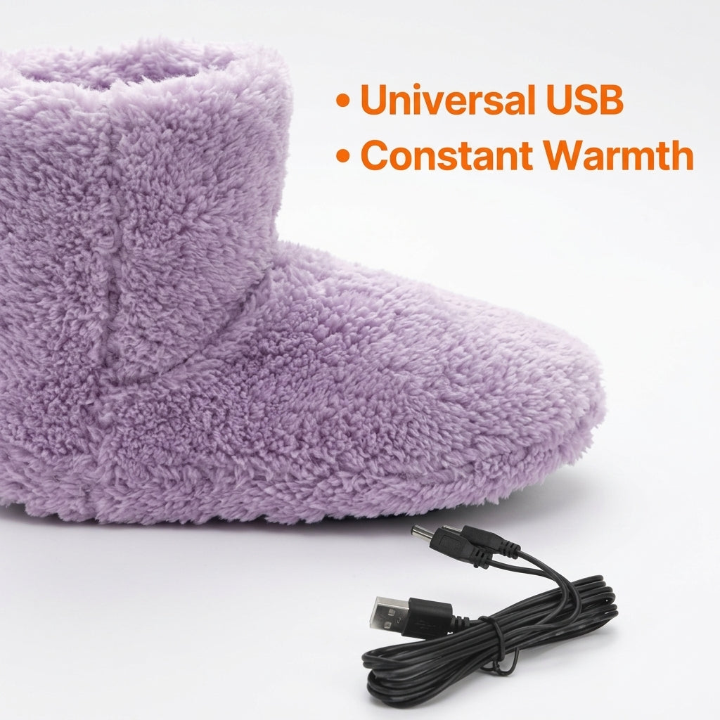 Heated Bootie Slippers USB Electric Plush Fleece